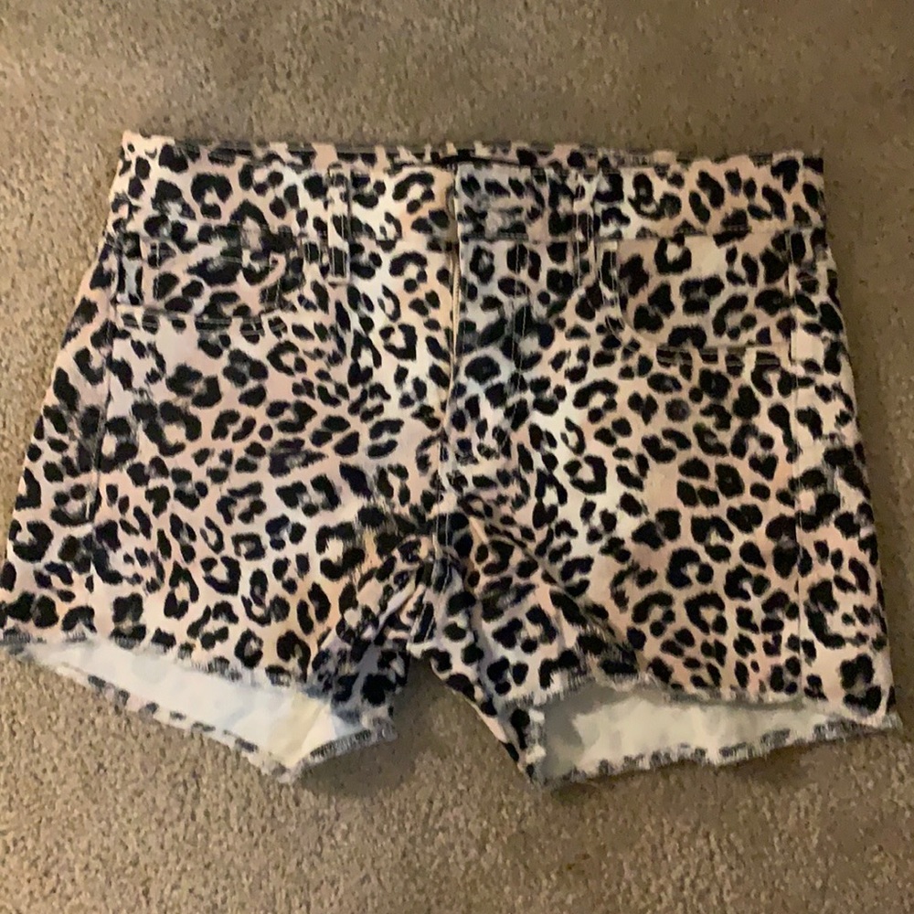 Express shortie mid-rise leopard shorts